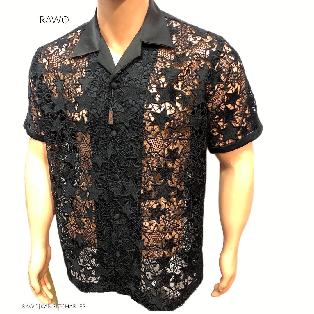 Kamsi TCharles Irawo Black Lace Shirt