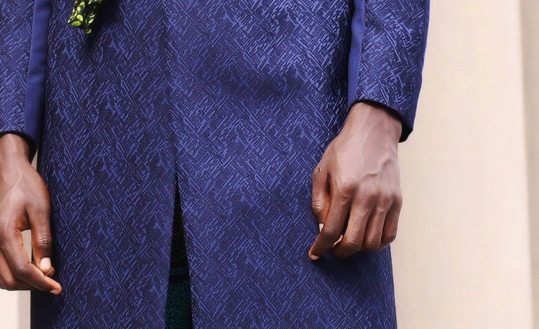 SAKKORA ANDROGYNOUS SET (A set of long Blue jacket, a print pant)